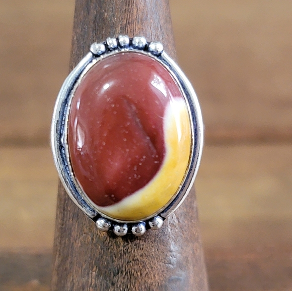 Native Mookaite Jasper Gemstone Ring Size 7 925 Silver Jewelry Bohemian … - Picture 4 of 5